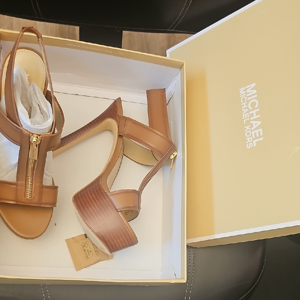 Michael Kors Tan Block Heel Sandals